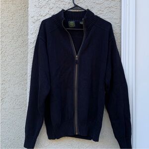 Timberland Men's Black Ribbed Zip up Cardigan Sweater Size L